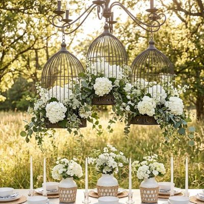 Decorative Hanging Metal Birdcage Set of 3