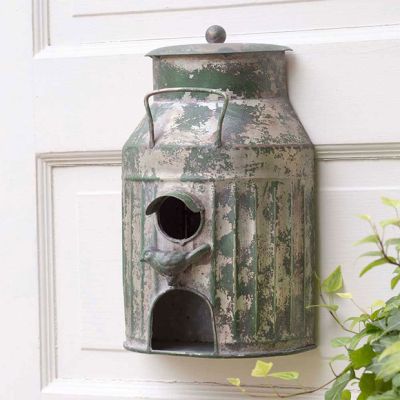Decorative Hanging Milk Can Birdhouse