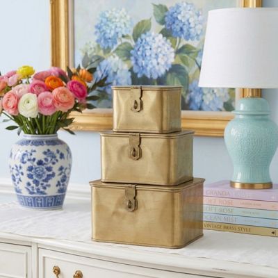 Decorative Metal Keepsake Box, Set of 3