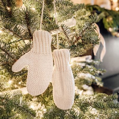Decorative Mitten Pair White Set of 3