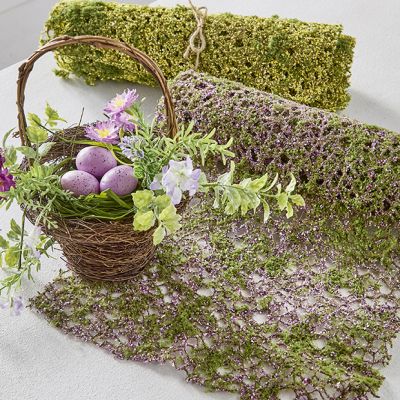 Decorative Moss Table Runner Pink