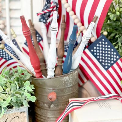 Decorative Patriotic Wood Spindle Set of 3