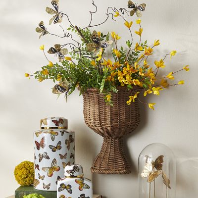 Decorative Rattan Urn Wall Basket