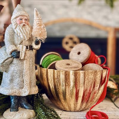 Decorative Ribbed Metal Bowl Set of 2