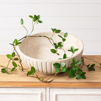 Decorative Ridged Stoneware Bowl