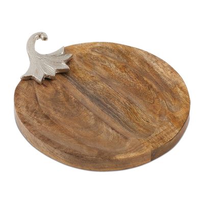 Decorative Round Wooden Pumpkin Plate