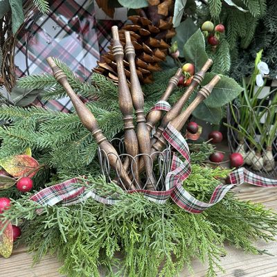 Decorative Stained Wooden Spindle Set of 3