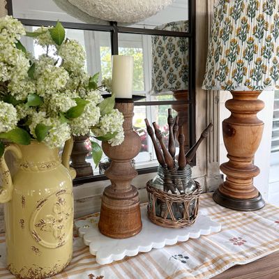 Decorative Stained Wooden Spindle Set of 3