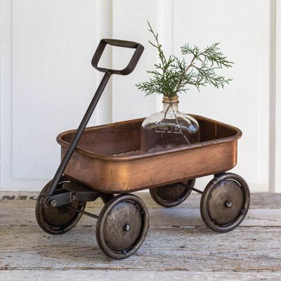 Decorative Tabletop Copper Finish Wagon