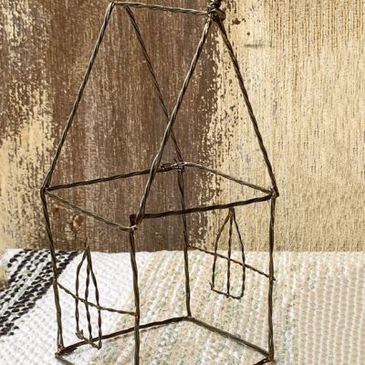 Decorative Tabletop Wire Church House Frame