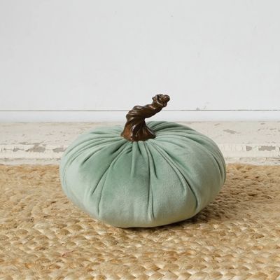 Decorative Velvet Pumpkin Set of 2 Green