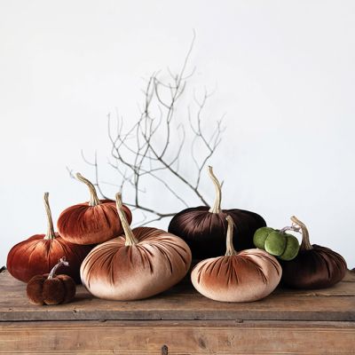 Decorative Velvet Pumpkin Trio 7 inch