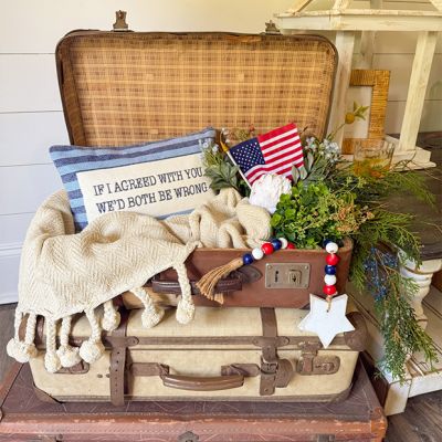 Decorative Vintage Leather Suitcase
