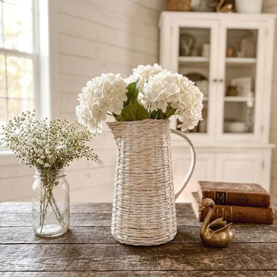 Decorative Whitewash Woven Pitcher