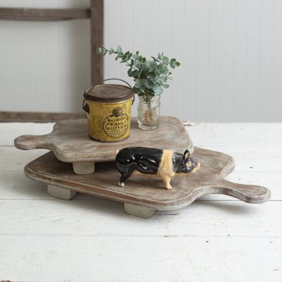 Decorative Wooden Cutting Board Riser Set of 2