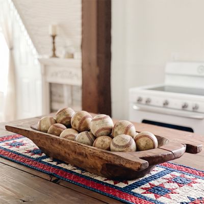 Deep Wooden Dough Bowl With Handles