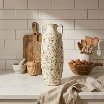 Delicate Floral Tall Amphora Vase