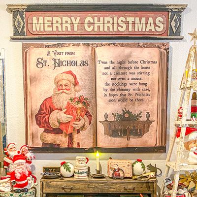 Diamond End Wood Christmas Sign Red