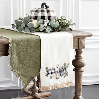 Diamond Pattern Fringed Table Runner