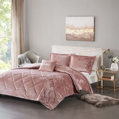 Diamond Quilted Velvet Comforter Set