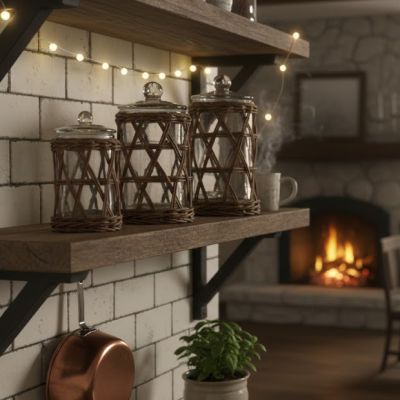 Diamond Wicker Wrapped Glass Canister Set of 3