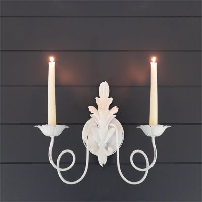 Distressed 2 Candle Holder Wall Sconce