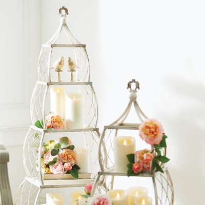 Distressed 4 Tier French Wire Display Shelf