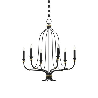 Distressed Black 6 Light Chandelier