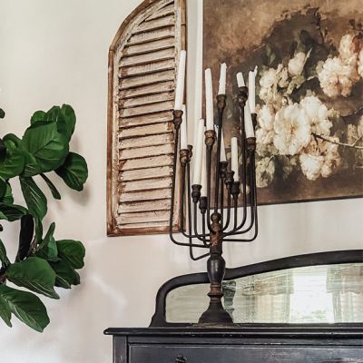 Distressed Black Iron Candelabra