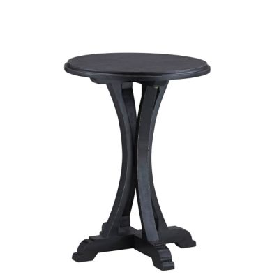 Distressed Black Round Farmhouse Side Table