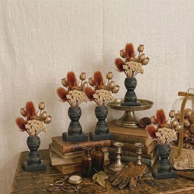 Distressed Black Spindle Stem Holder 3 Inch