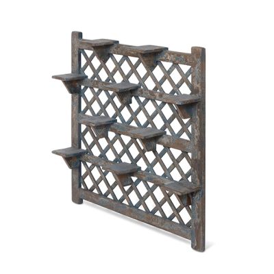 Distressed Blue Garden Lattice Herb Shelf