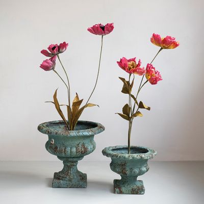 Distressed Blue Garden Urn Pot