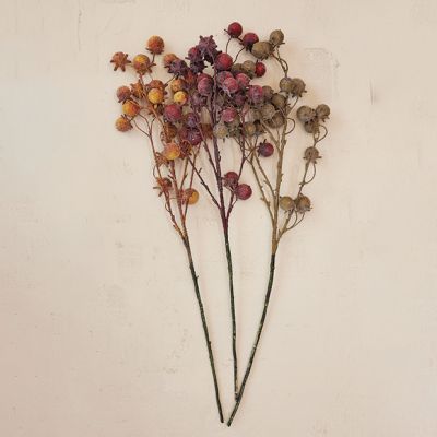 Distressed Faux Rose Hip Stem Set of 3