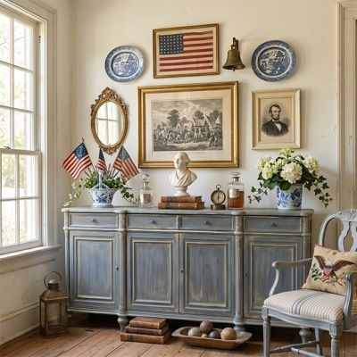 Distressed Finish Blue Pine Sideboard