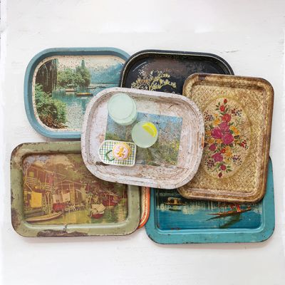 Distressed Found Decorative Metal Tray