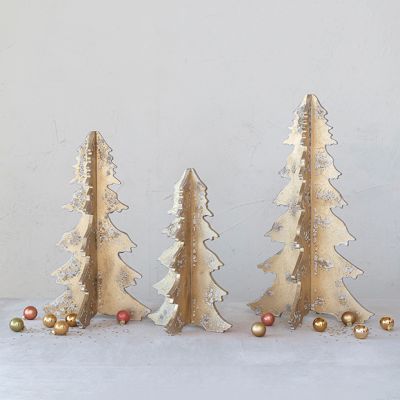 Distressed Gold Laser Cut Decorative Tree