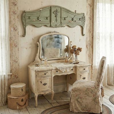 Distressed Green 6 Hook Wall Mount Coat Rack