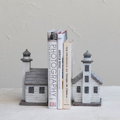 Distressed Lighthouse Bookends