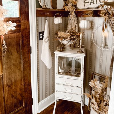 Distressed Metal Cabinet With 3 Drawers
