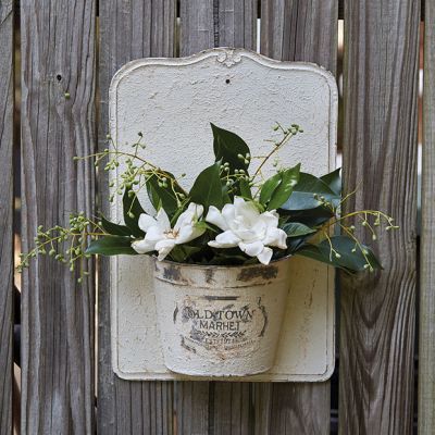 Distressed Metal Old Town Market Wall Planter
