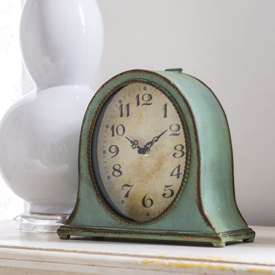 Distressed Metal Table Clock
