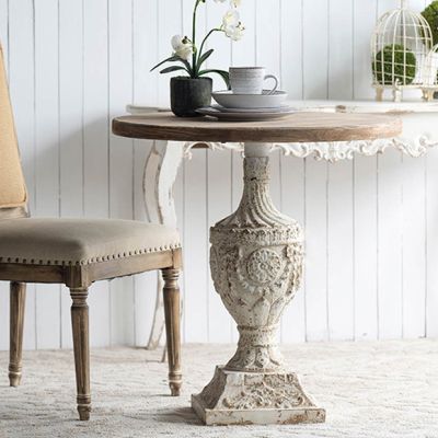 Distressed Pedestal Accent Table
