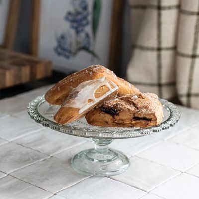 Distressed Pressed Glass Pedestal Display Stand