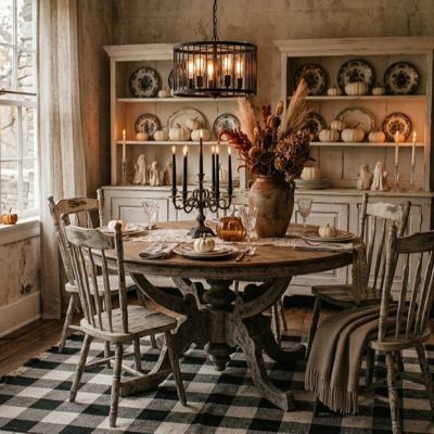 Distressed Raw Wood Dining Table
