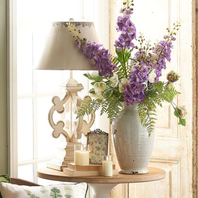 Distressed Scroll Base Table Lamp