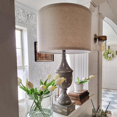 Distressed Table Lamp With Linen Shade