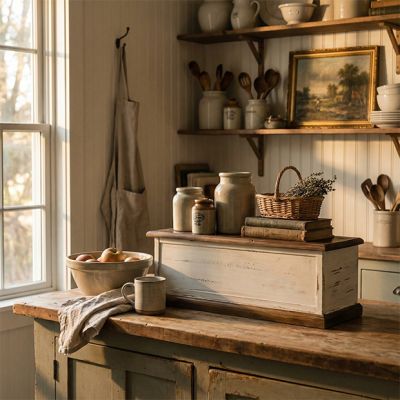 Distressed Two Tone Wood Centerpiece Riser