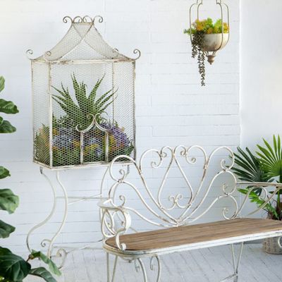 Distressed White Greenhouse Display Stand