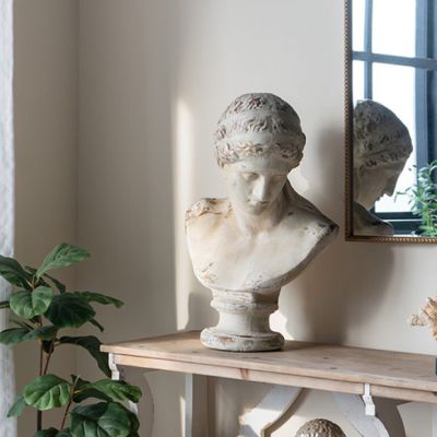 Distressed White Male Bust Statue